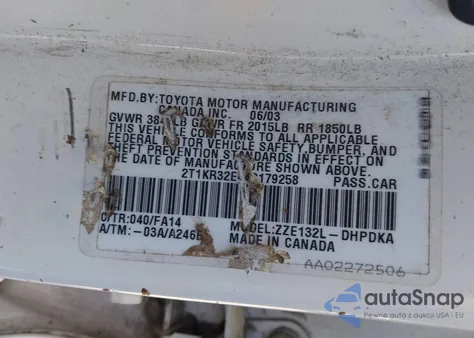 2004 Toyota Matrix Standard from USA, damaged, VIN 2T1KR32E44C179258